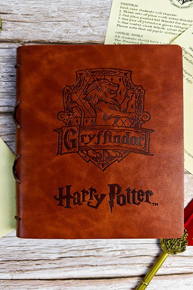 general Gryffindor Themed Vintage Softcover Loose Leaf Notebook Movie Inspired Magic Notebook Replica Flexible Leather Look Cover Refillable Pages Perfect for Back to School