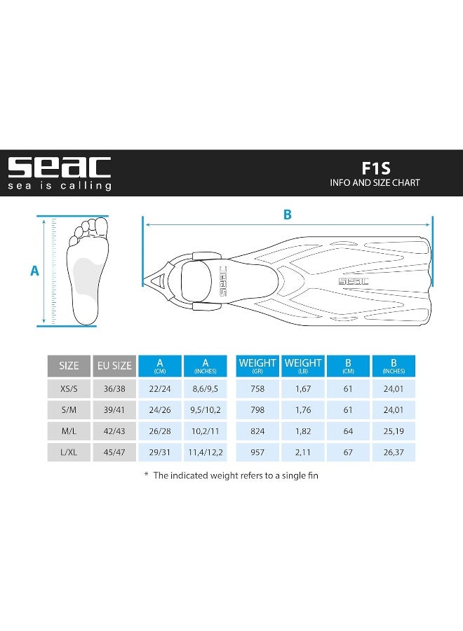 Seac SEAC Unisex's F1 S, High Performance and Ultralight Diving Fins with Elastic Strap, 730 Grams  - Image 4