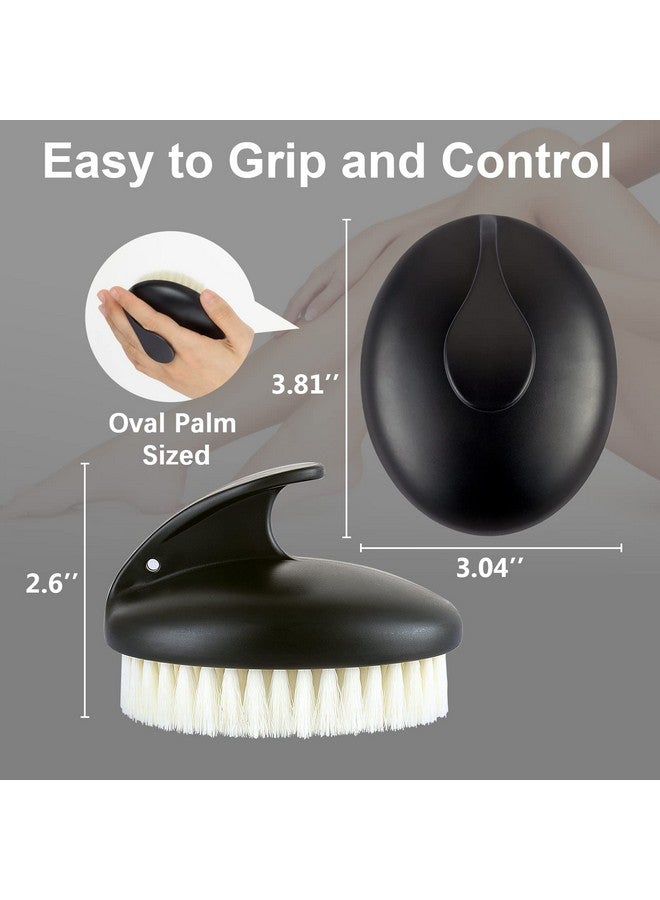 VANZAVANZU Dry Brushing Body Exfoliating Brush, Anti Slip Body Scrubber For Shower, Never Mold Shower Body Cleaning Brush For Deep Cleansing & Soften Skin, Improve Circulation (Black-2 Pack) - Image 2