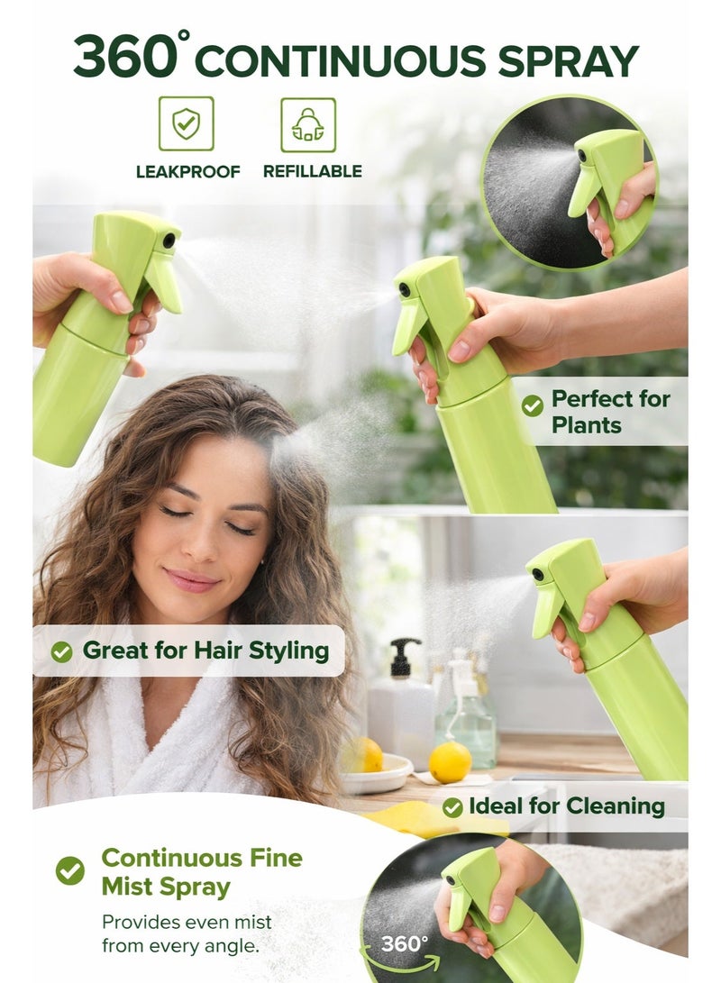 Trendiva 360° Continuous Spray Bottle – Fine Mist Water Sprayer for Hair, Plants & Cleaning – Refillable Leakproof Spray Bottle Green - Image 4