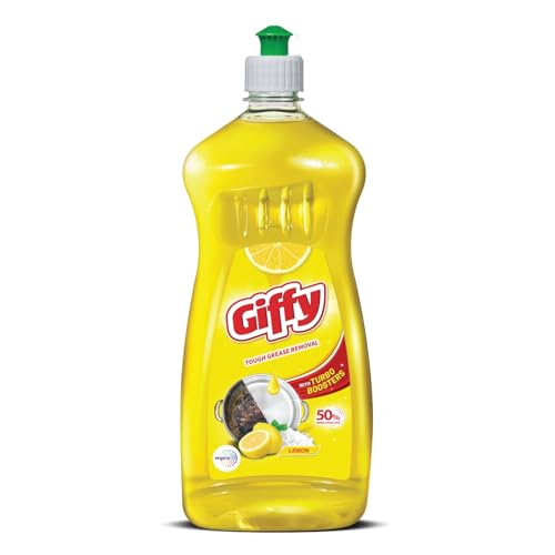 Giffy Liquid Dishwash Gel | 750 ml | Lemon and Active Salt | 50% More Effective | Tough Grease Removal Expert | Turbo Boosters | Mild fragrance | Removes Tough Malodour | Hand-Safe - Image 1