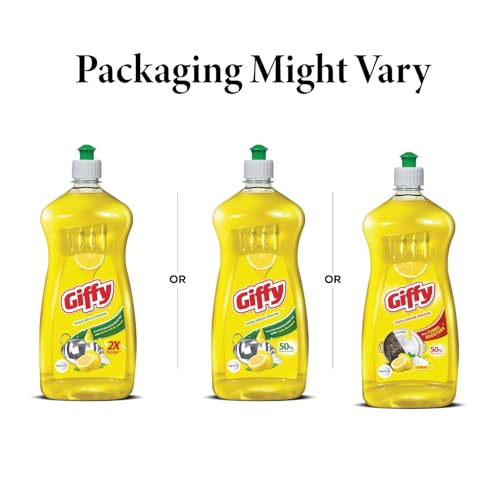 Giffy Liquid Dishwash Gel | 750 ml | Lemon and Active Salt | 50% More Effective | Tough Grease Removal Expert | Turbo Boosters | Mild fragrance | Removes Tough Malodour | Hand-Safe - Image 4