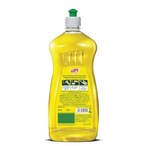 Giffy Liquid Dishwash Gel | 750 ml | Lemon and Active Salt | 50% More Effective | Tough Grease Removal Expert | Turbo Boosters | Mild fragrance | Removes Tough Malodour | Hand-Safe - Image 3