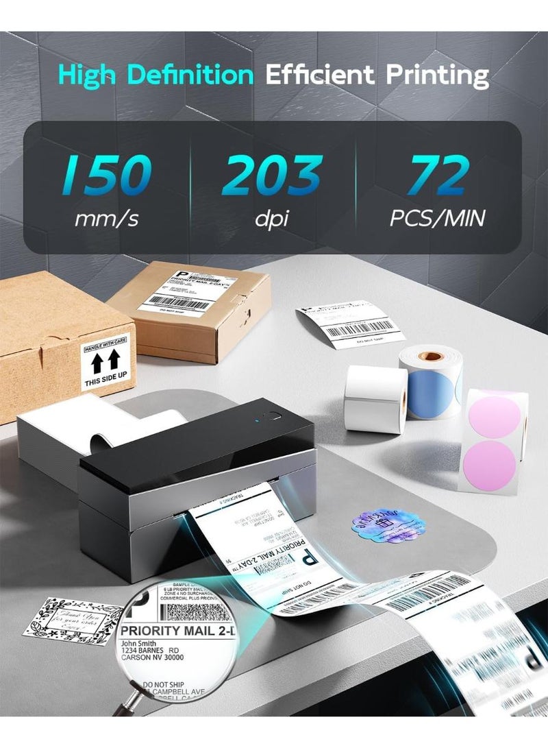 فوميمو طابعة ملصقات حرارية بلوتوث PM249-BT، طابعة ملصقات شحن لاسلكية للشركات الصغيرة، طابعة ملصقات لشحن الطرود، متوافقة مع iPhone وAndroid (رمادي + أسود) - Image 3