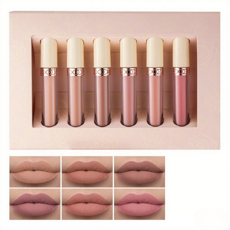 6 Colors Matte Lip Gloss Set Moisturizing Liquid Lipstick Set Non-stick Cup Long-lasting Matte Finish Lip Gloss Set for Lip Makeup - Image 3