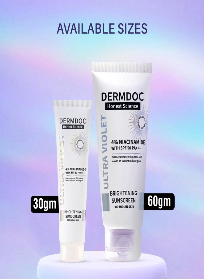 DERMDOC 4% Niacinamide Ultra Violet Brightening Sunscreen (30 gm) | PA+++ | Sunblock I Sunscreen for Oily Skin I UV Protection - Image 3