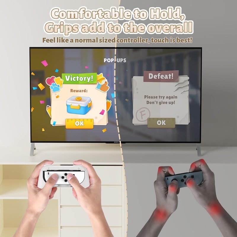 زوني مقابض ZONEY المتوافقة مع Nintendo Switch Joy-Con وطراز Switch OLED، مجموعة مقابض مقاومة للتآكل بديلة لأذرع التحكم في Nintendo Switch Joy Cons وطراز Switch OLED (أبيض) - Image 2