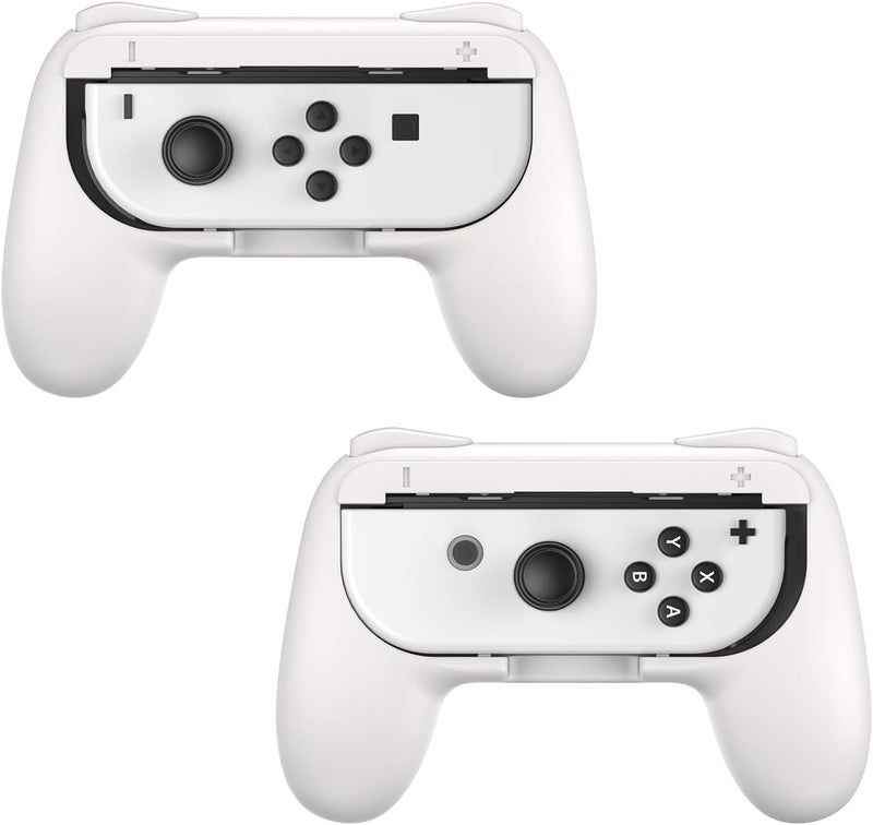 زوني مقابض ZONEY المتوافقة مع Nintendo Switch Joy-Con وطراز Switch OLED، مجموعة مقابض مقاومة للتآكل بديلة لأذرع التحكم في Nintendo Switch Joy Cons وطراز Switch OLED (أبيض) - Image 1