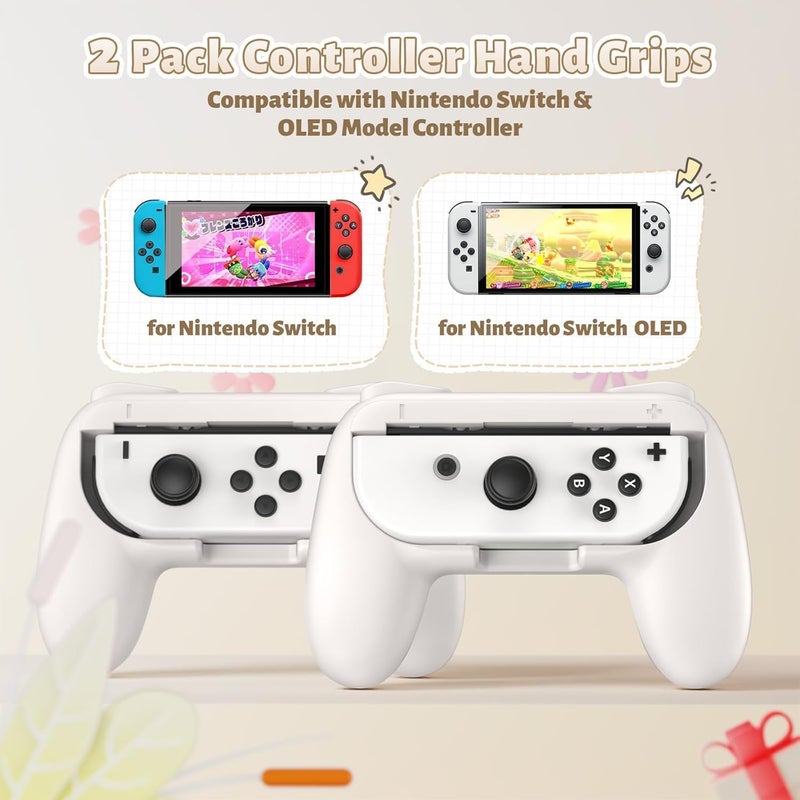 زوني مقابض ZONEY المتوافقة مع Nintendo Switch Joy-Con وطراز Switch OLED، مجموعة مقابض مقاومة للتآكل بديلة لأذرع التحكم في Nintendo Switch Joy Cons وطراز Switch OLED (أبيض) - Image 3