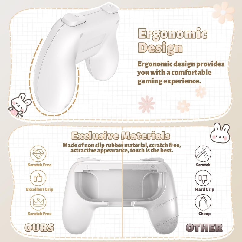 زوني مقابض ZONEY المتوافقة مع Nintendo Switch Joy-Con وطراز Switch OLED، مجموعة مقابض مقاومة للتآكل بديلة لأذرع التحكم في Nintendo Switch Joy Cons وطراز Switch OLED (أبيض) - Image 5