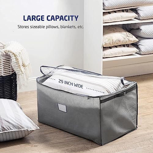 KIKA Non Woven Fabric Non Woven Homs Jumbo 130 L Extra Large Storage Bag,Breathable Blanket Bags Clothes Bag For Comforter,& Quilts,Organisation Bedding With Clear Viewing,Set Of 2,Grey (Xxl Size) - Image 5