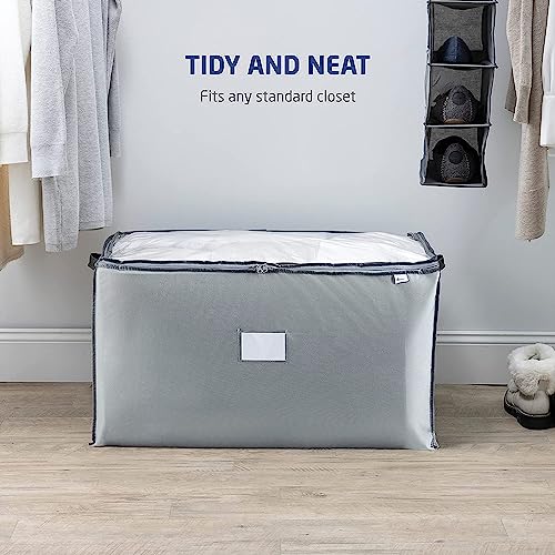 KIKA Non Woven Fabric Non Woven Homs Jumbo 130 L Extra Large Storage Bag,Breathable Blanket Bags Clothes Bag For Comforter,& Quilts,Organisation Bedding With Clear Viewing,Set Of 2,Grey (Xxl Size) - Image 3