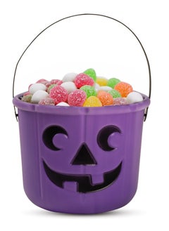 MAD TOYS Halloween Haunting Purple Pumpkin Bucket with Handle, Large Capacity Candy Holder Kids/ Adults, Halloween Trick or Treat Pumpkin Bucket for Party Decor,Halloween Party Bag Fillers for 3+ Years  - Image 2