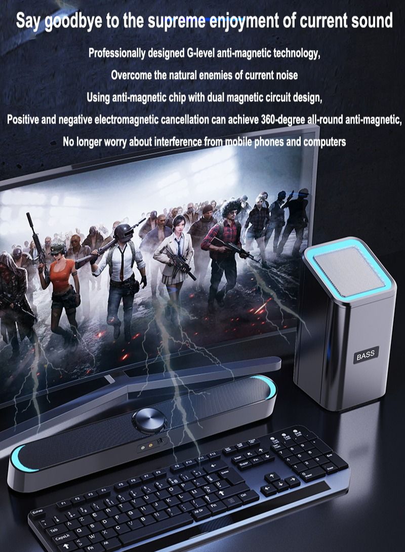 Sharpdo 2 Pieces Set Portable Bluetooth Bass Subwoofer Speaker with Long Sound Bar - Image 3