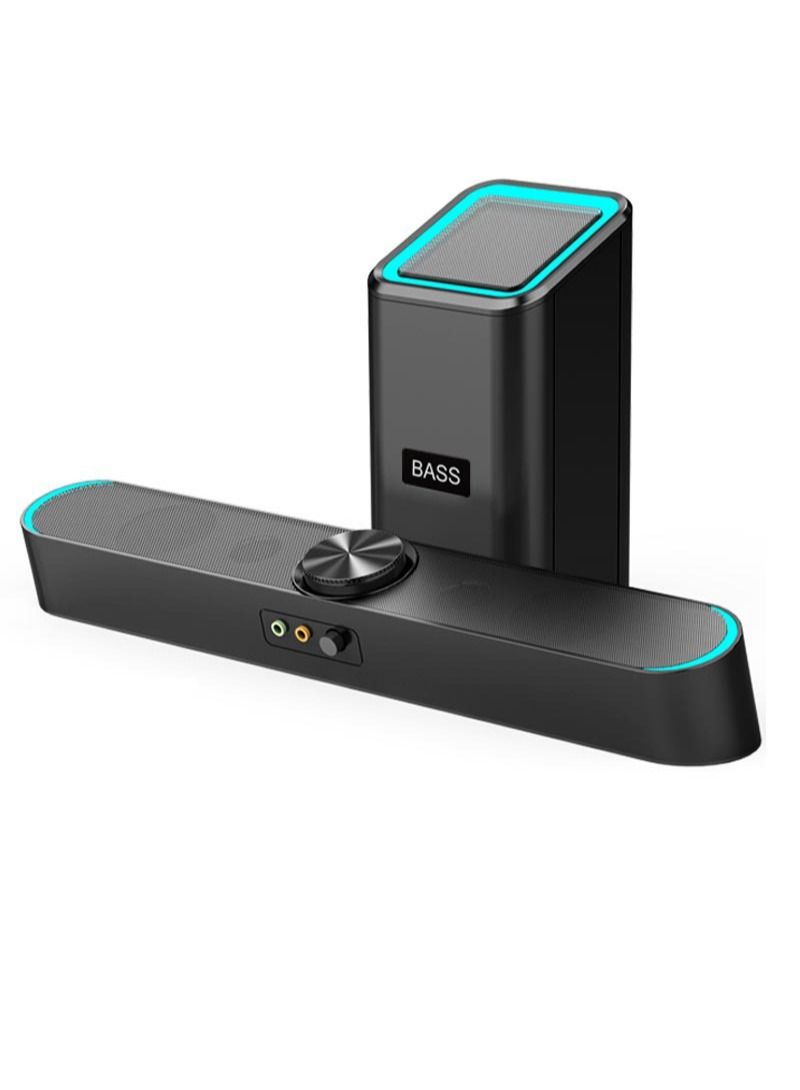 Sharpdo 2 Pieces Set Portable Bluetooth Bass Subwoofer Speaker with Long Sound Bar - Image 1