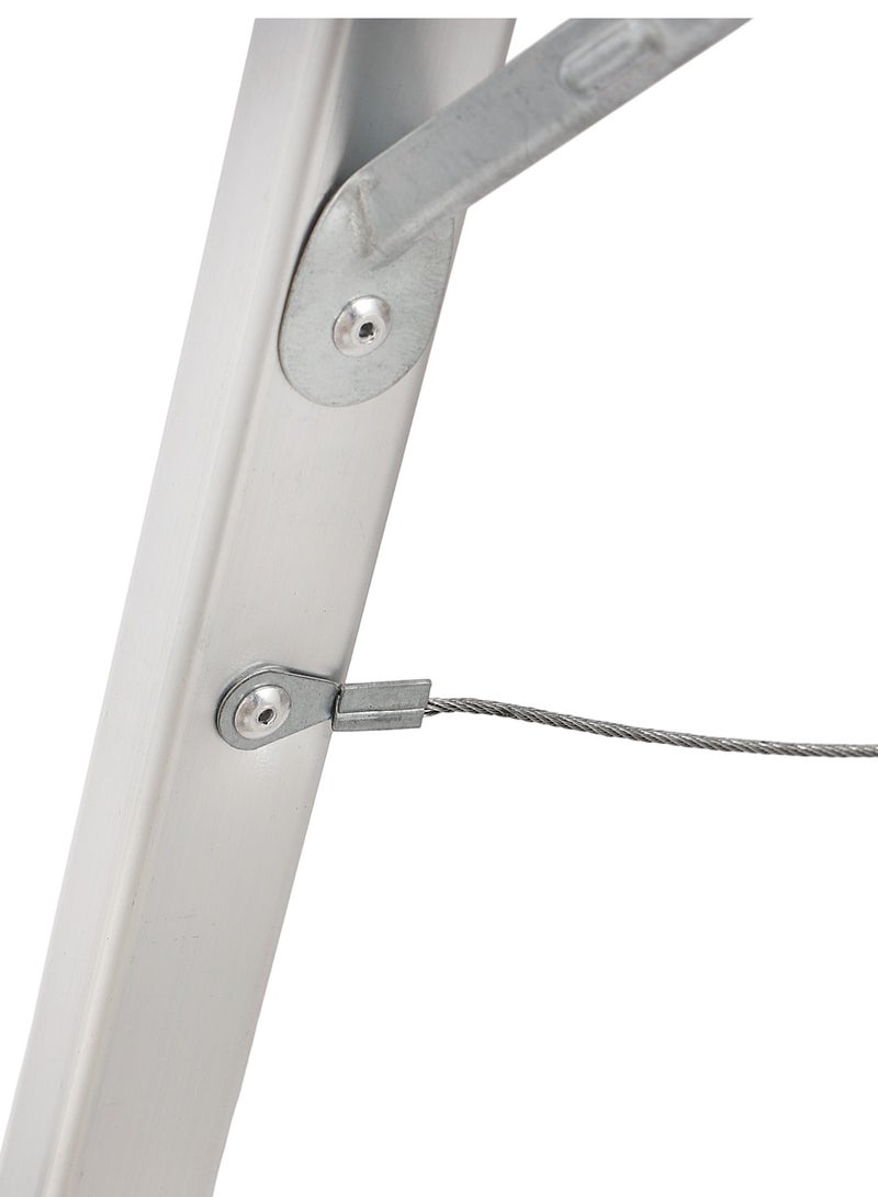 Epsilon Aluminum Ladder- EPSAL1494 150 kg Capacity, 7-step, Wide and Flat Platform, Anti-Slip Feet with Safety Handrail, Natural Anodized Easy Storage, Perfect for Home, Apartments Silver - Image 3