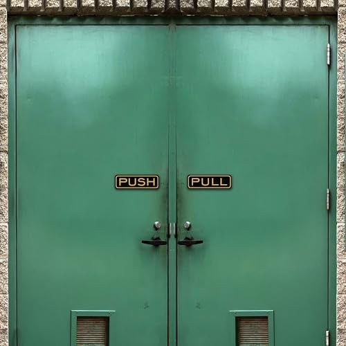 All Quality Classic Horizontal Push Pull Door Signs - Easy to Install | Durable Door Safety Signs (Brushed Silver) - Small (1 Set) - Image 4