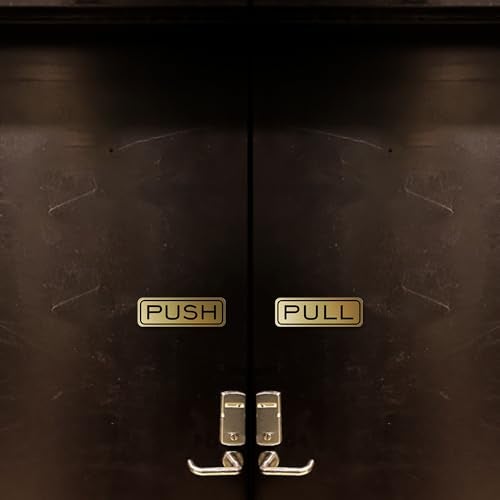 All Quality Classic Horizontal Push Pull Door Signs - Easy to Install | Durable Door Safety Signs (Brushed Silver) - Small (1 Set) - Image 3