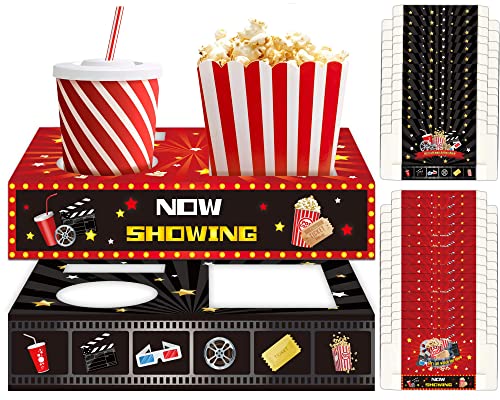 OBUSATT 32Pcs Movie Night Snack Trays Hold Popcorn Candy Food Drink, Movie Theater Popcorn Holder Disposable Movie Boxes Supplies for Kid's Birthday Party Concession Stand Carpet Family - Image 1
