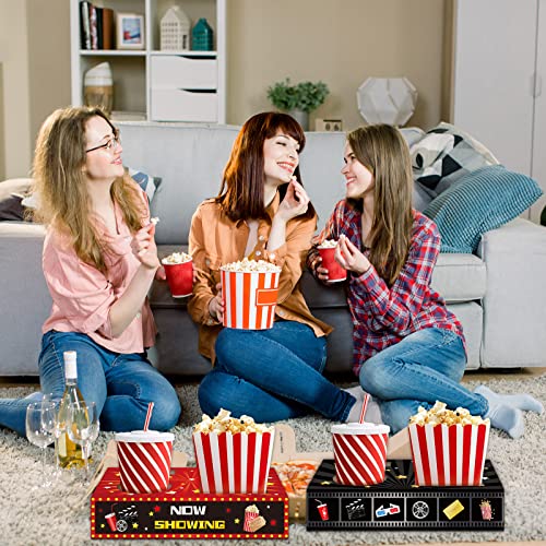 OBUSATT 32Pcs Movie Night Snack Trays Hold Popcorn Candy Food Drink, Movie Theater Popcorn Holder Disposable Movie Boxes Supplies for Kid's Birthday Party Concession Stand Carpet Family - Image 5