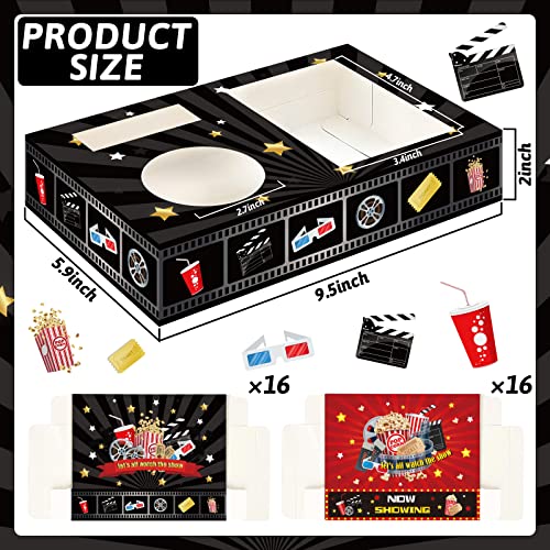 OBUSATT 32Pcs Movie Night Snack Trays Hold Popcorn Candy Food Drink, Movie Theater Popcorn Holder Disposable Movie Boxes Supplies for Kid's Birthday Party Concession Stand Carpet Family - Image 2