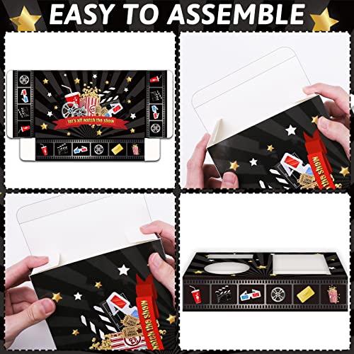 OBUSATT 32Pcs Movie Night Snack Trays Hold Popcorn Candy Food Drink, Movie Theater Popcorn Holder Disposable Movie Boxes Supplies for Kid's Birthday Party Concession Stand Carpet Family - Image 3