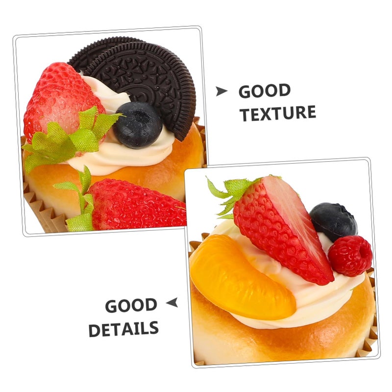 Abaodam 6pcs Soft Pu Realistic Cupcake Model for Wedding Bakery Photography Props - Image 5