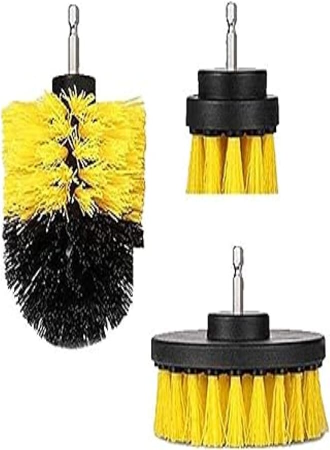Car Cleaning Brush With Drill Attachment Tub Automotive Detailing Spin Scrubber Set (3 Pieces)
