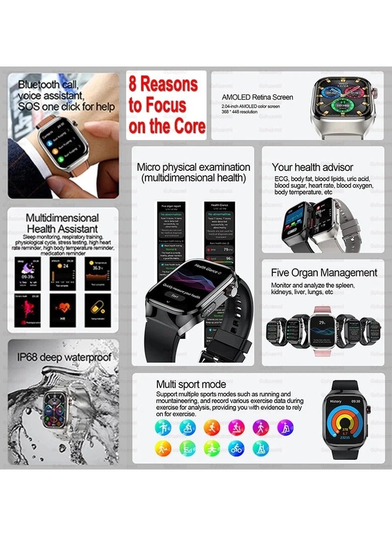 AROAQ TK16 Smart Watch Bluetooth Call Micro Physical Examination ECG Body Fat Five Internal Organs Detection Multi-Sports - Image 2