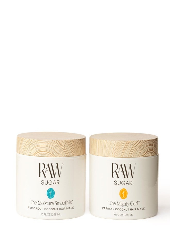 Raw Sugar The Mighty Curl & The Moisture Smoothie Mask Duo, Without SLS/SLES & Parabens, Color-Friendly, Vegan - Image 1