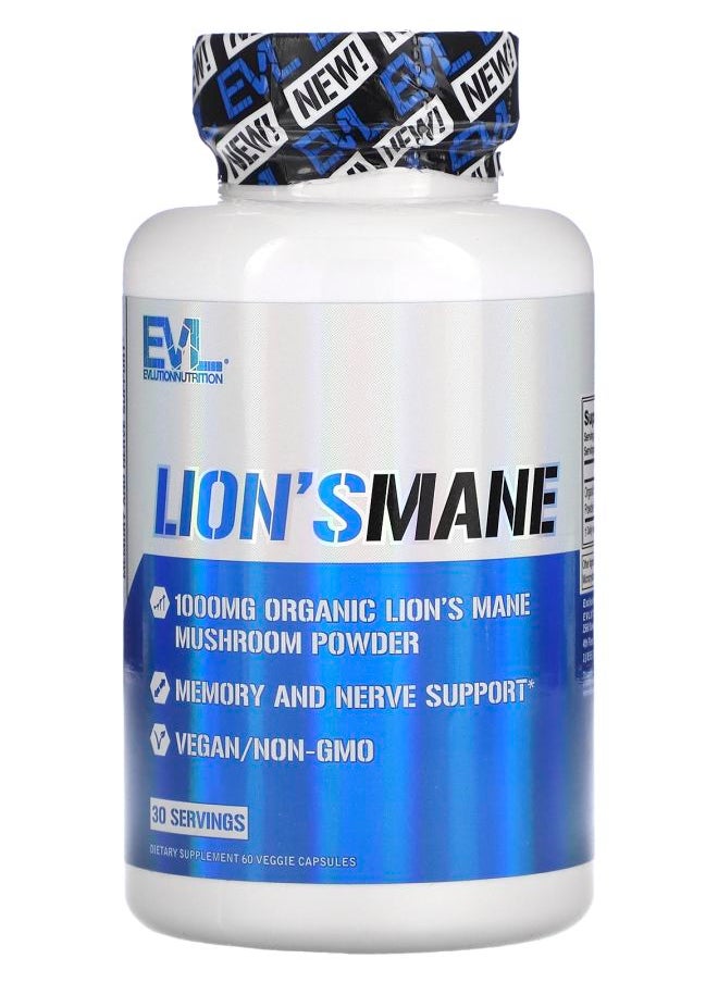 EVLUTION NUTRITION Lion's Mane 60 Veggie Capsules 