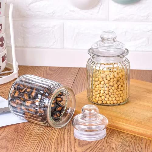 MUAC Glass Container Jar With Lid For Kitchen Small Jars For Kitchen Storage Pop Jar Glass Jar Food Storage Containers For Storing Spices,Jam,Honey,Aachar,Sugar,Coffee Beans (350Mll) (4Pc),Brown - Image 4