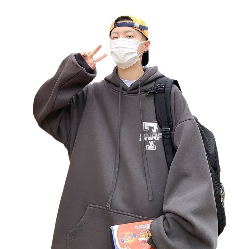 340g Heavyweight Printed Sweatshirt Mens Autumn Casual HipHop Pullover Apricot - Image 5