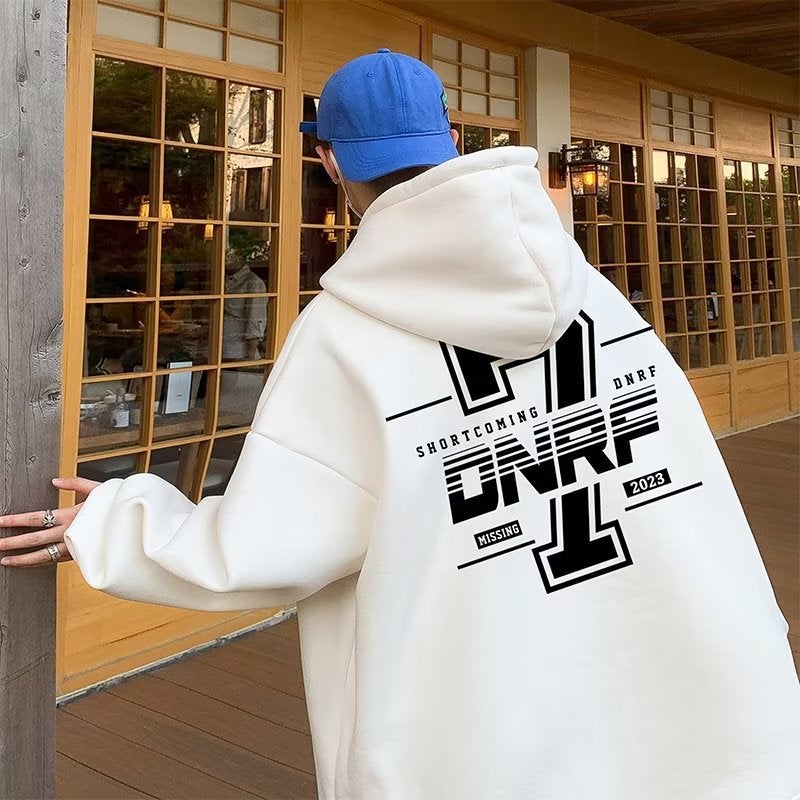 340g Heavyweight Printed Sweatshirt Mens Autumn Casual HipHop Pullover Apricot - Image 4