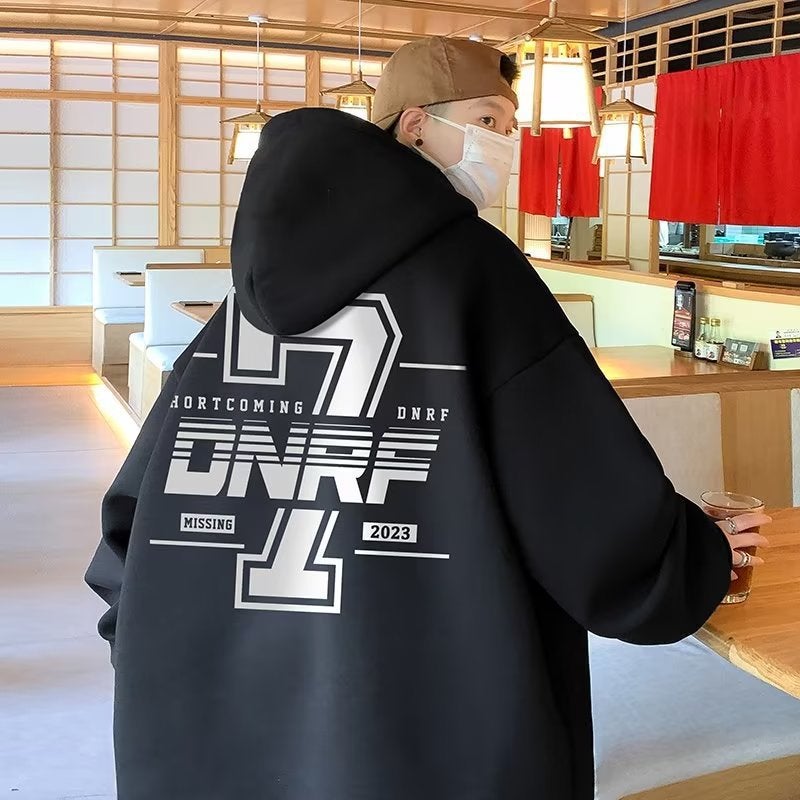 340g Heavyweight Printed Sweatshirt Mens Autumn Casual HipHop Pullover Apricot - Image 3