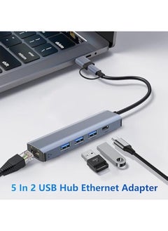 Topleo Gigabit USB LAN Adapter 1000M, USB C to RJ45 Ethernet Adapter, USB C Hub with 3 USB 3.0 Ports & 1 USB Type-C Port for MacBook, XPS, Surface Pro, Linux, Chromebook  - Image 2