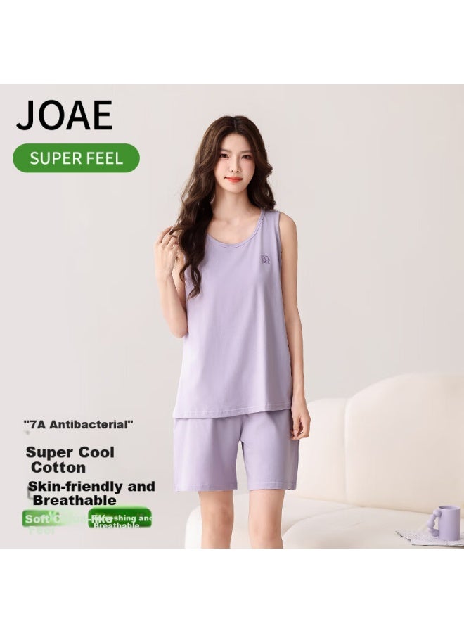 Joae Women's Summer Sleeveless Shorts Home Wear Set With Antibacterial Cotton Camisole - Image 1