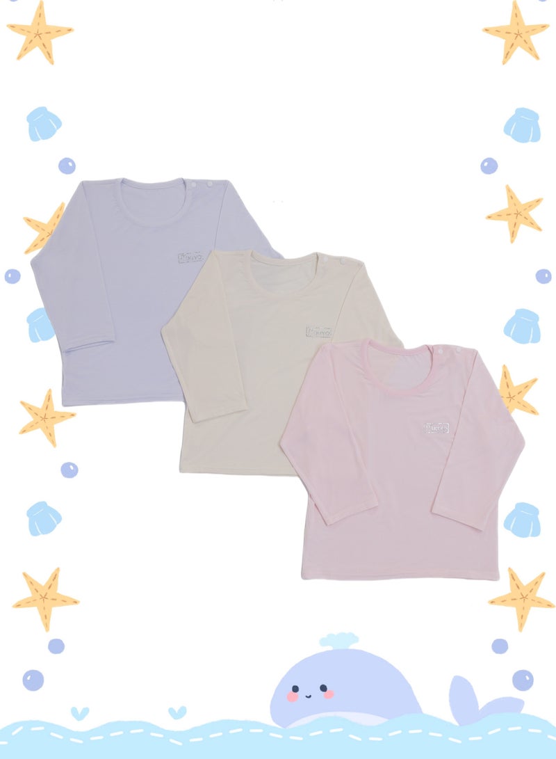 Baby Pullover Summer Top for Air-conditioned Room - Lyocell Blend, Snap Shoulder Closure, Lightweight & Breathable - For 6-24 Months