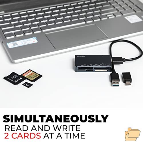 Coconut CR11 USB 3.0 Card Reader with Type C 3.1 OTG, 6 in 1 Memory Card Adapter Compact Flash CF, TF, SD, MicroSD, SDHC, SDXC, MS Upto 10 Gbps Speed for Windows & Mac - PC Laptop Mobile - Black - Image 2