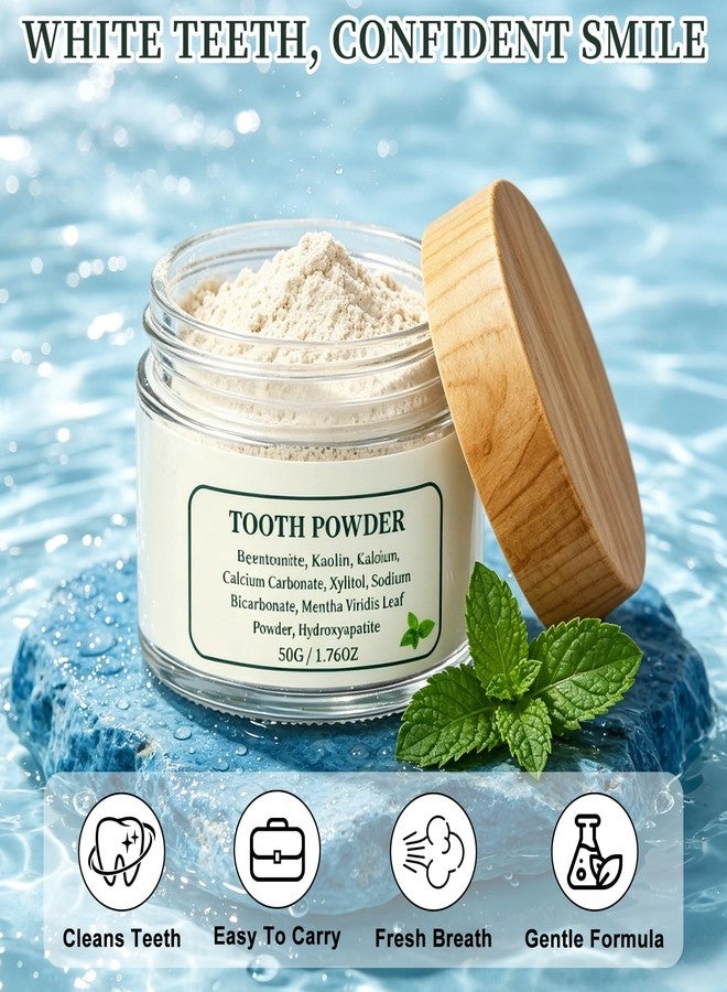 2PCS Remineralizing Tooth Powder, with Mint, Hydroxyapatite, Fluoride-Free Oral Care, Gently Clean Teeth ＆ Breath Fresh（Total 3.52 oz） - Image 2