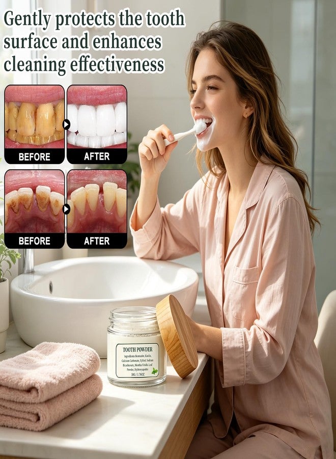 2PCS Remineralizing Tooth Powder, with Mint, Hydroxyapatite, Fluoride-Free Oral Care, Gently Clean Teeth ＆ Breath Fresh（Total 3.52 oz） - Image 3