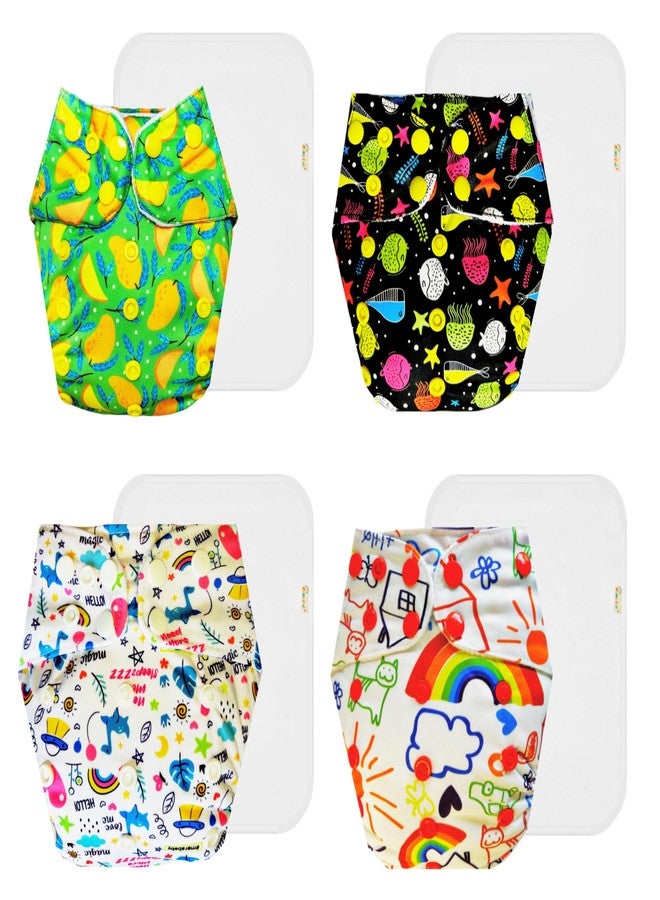 حفاضات دمبلدو القماشية الممتازة مع حشوة قطنية (عبوة من 4) | مضادة للحساسية | تسمح بمرور الهواء | سهلة التنظيف | مناسبة للارتداء طوال اليوم | من 3 أشهر إلى 3 سنوات | مناسبة للجنسين - Image 1