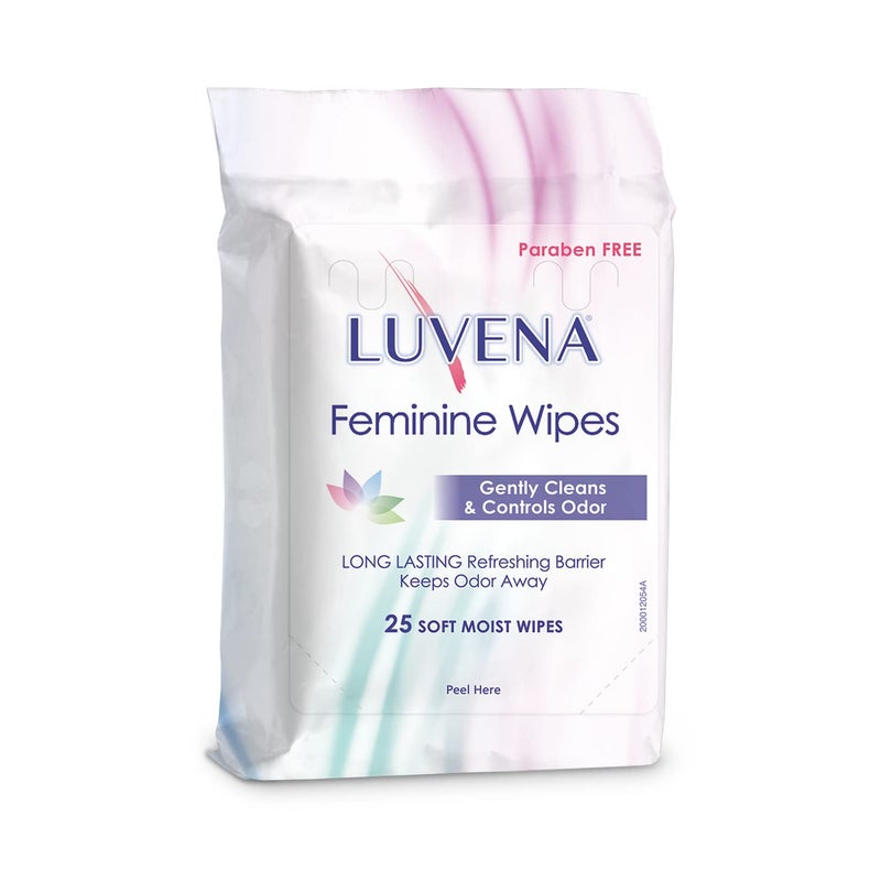 Luvena Feminine Wipes Soft Wet Wipes for Women Refresh Resist Odor Gynecologist Tested Travel Friendly Cleansing Cloths Cucumber Scented 25 Count 1 Pack