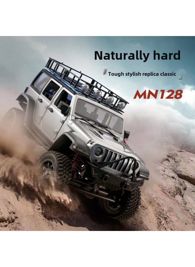 Mangniu MN128 Full-scale RC Model Remote Control Car Four-wheel Drive Climbing Car Simulation Off-road Vehicle Toy-Color:Hardtop Edition-Silver Standard-Proportion:1:12