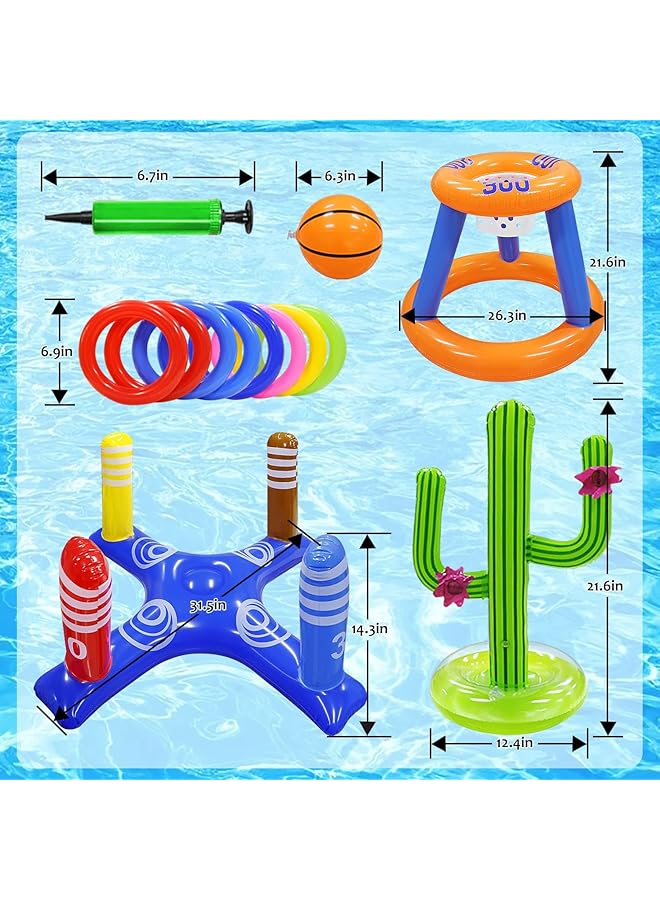 كاست ويف مجموعة ألعاب حمام السباحة، حلقة كرة السلة، لعبة رمي الحلقات المتقاطعة القابلة للنفخ، وألعاب رمي حلقات الصبار القابلة للنفخ للأطفال، ألعاب حمام السباحة للمراهقين والبالغين والعائلة - Image 5