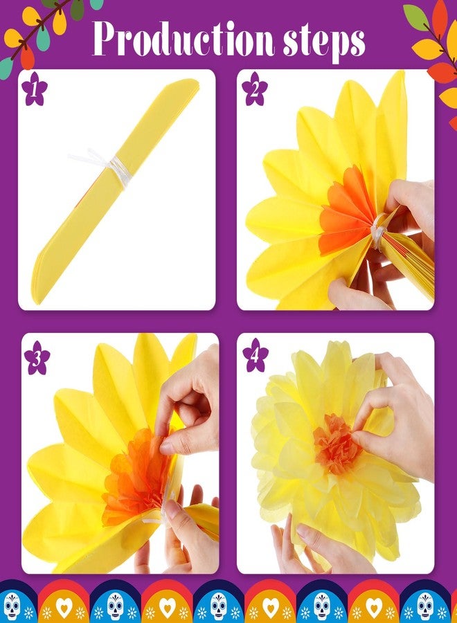 Watersay 12 Pcs 10" 20" Giant Mexican Fiesta Paper Flowers Colorful Tissue Crepe Flowers Pom Poms Craft for Floral Party Backdrop Wedding Birthday Party (Classic Color) - Image 3