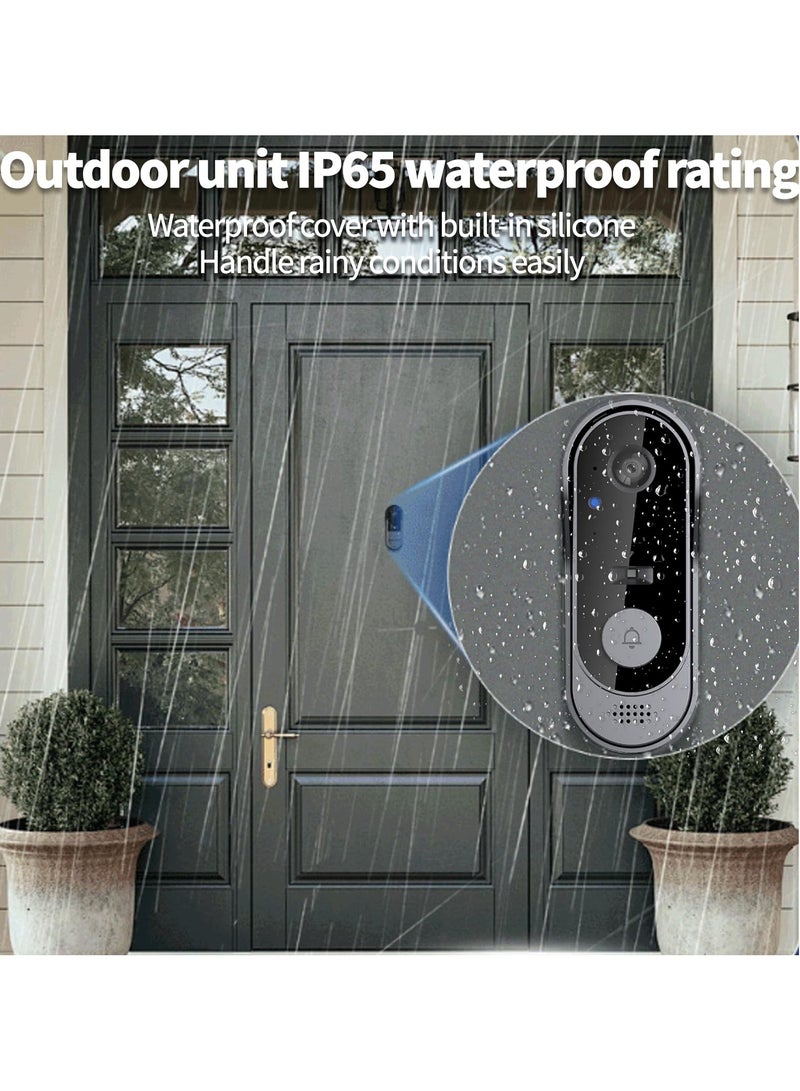 Alruht Video Doorbell, IP65 Rainproof, Wireless Video Doorbell Camera, Motion Detection, Live View and Night Vision, with 2.4G WiFi and Cloud Storage - Image 3