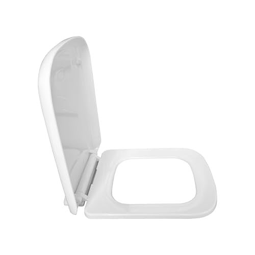 LUXART Toilet Seat Cover 44L x 34W CM |Western Commode Squaricle Seat Cover |Soft Close Technology Heavy Quality Commode Lid With Installation Kit | Stylish PP Toilet Cover For Bathroom - Image 1