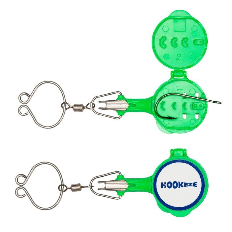 HOOK-EZE New All in One Nail Knot Tying Tool | Pack of 2 | Protect from Fish Hooks | Tie Fishing Knots Easily | Cool Gadgets | Ice & Fly Fishing Gifts & Accessories for Beginner Anglers - Green - Image 1