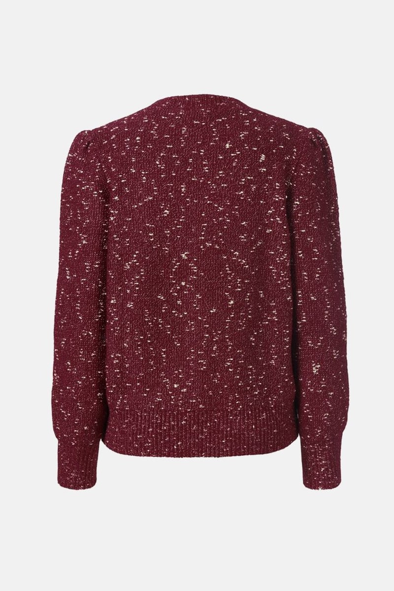 Tchibo Women Crew Neck Coarsley Knit Sweater, Maroon - Image 2